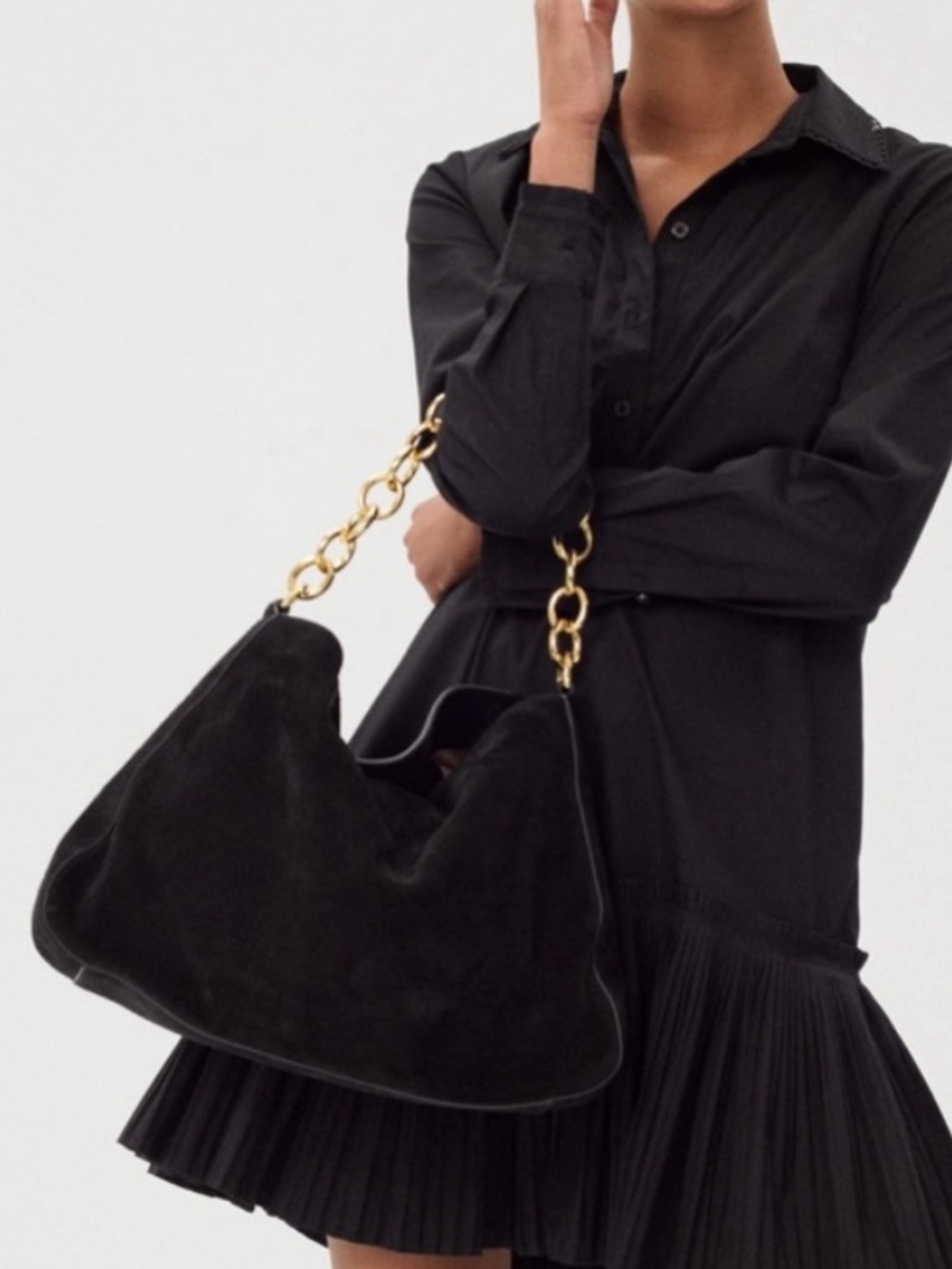 J. Crew Berkeley Chainlink Shoulder Bag in Black Suede - Picture 3 of 11